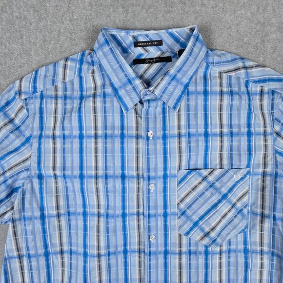 NWT Sean John Shirt Mens Size XXL Original Fit Plaid Button Down Powder Blue - Picture 5 of 16